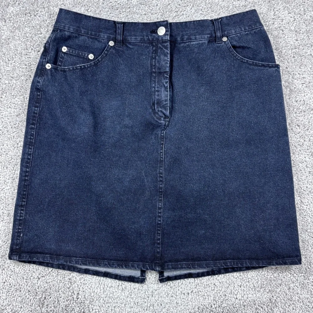 Denim & Co Crosstretch Dark Wash Indigo Denim Skirt Womens 16 High Rise 5 Pocket